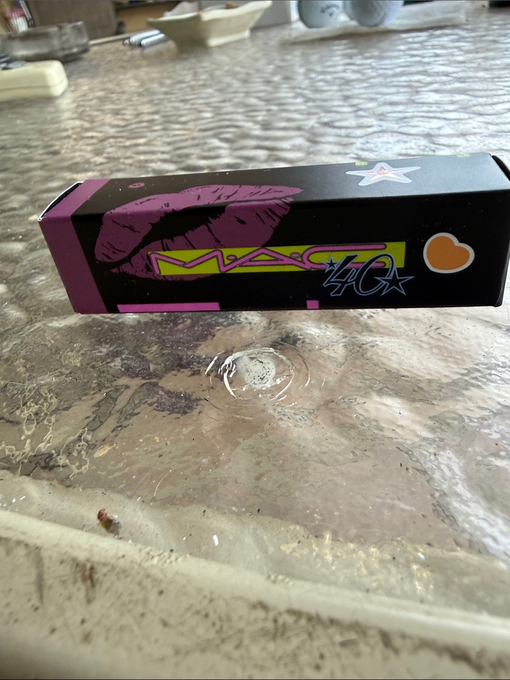 MAC Cosmetics Lipstick Box in Black and Purple with Neon Yellow Accent